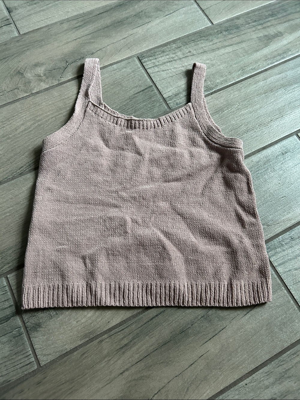 Knit Square-Neck Tank Top in Dusty Rose